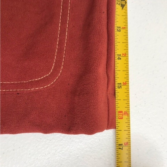 Studio I Retro Style Contrast Stitch Wide Lapel Rust Jacket Pockets Women 16 - Picture 10 of 13